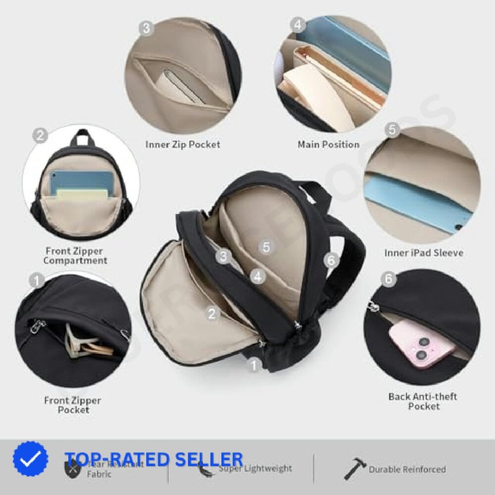 Lightweight Nylon Mini Backpack Daypack Versatile… - image 3